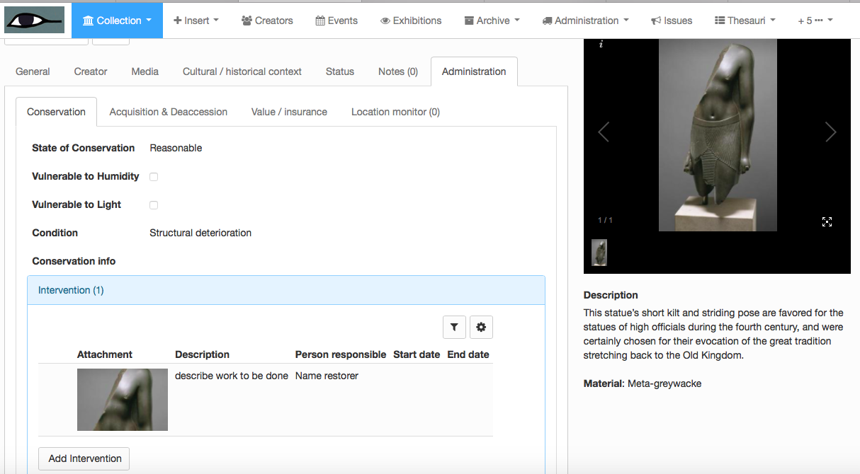 Conservation related data & intervention process control